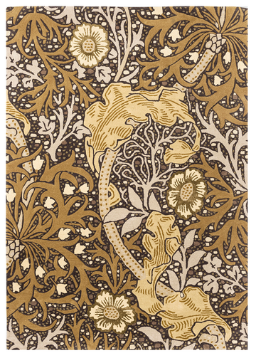 Vloerkleed Morris & Co Seaweed Charcoal Mustard 127006