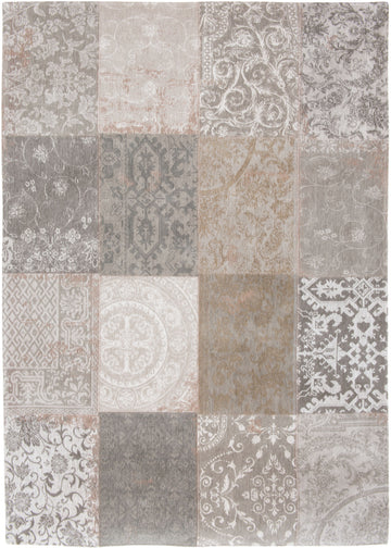 Laagpolig vloerkleed Louis de Poortere 8982 Vintage Patchwork Ghent Beige