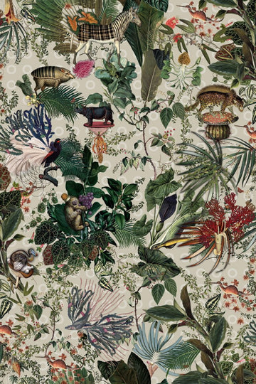 Laagpolig vloerkleed Moooi Carpets Menegerie of Extinct Animals Ivory
