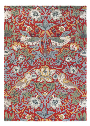 Laagpolig vloerkleed Morris & Co Strawberry Thief Crimson 27700