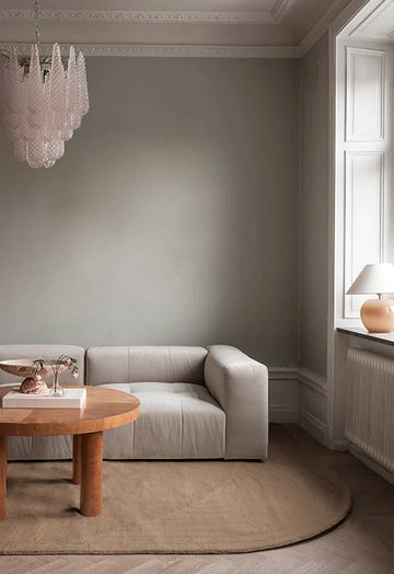 Vloerkleed Layered Circular Wool Rug Sand