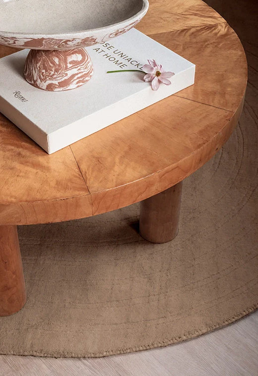 Vloerkleed Layered Circular Wool Rug Sand