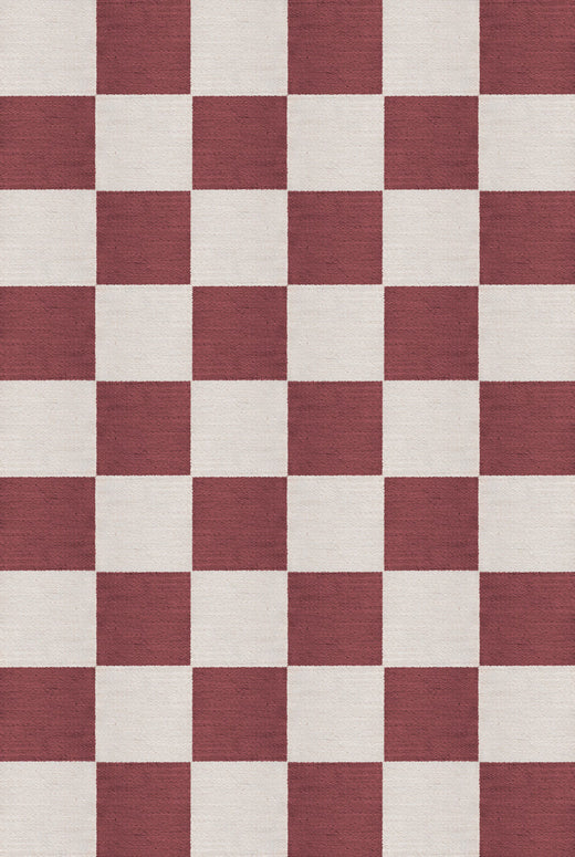 Vloerkleed Layered Chess Wool Rug Burgundy