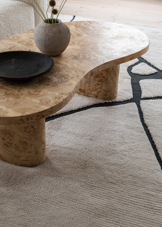 Vloerkleed Layered Gute Wool Rug Black And White