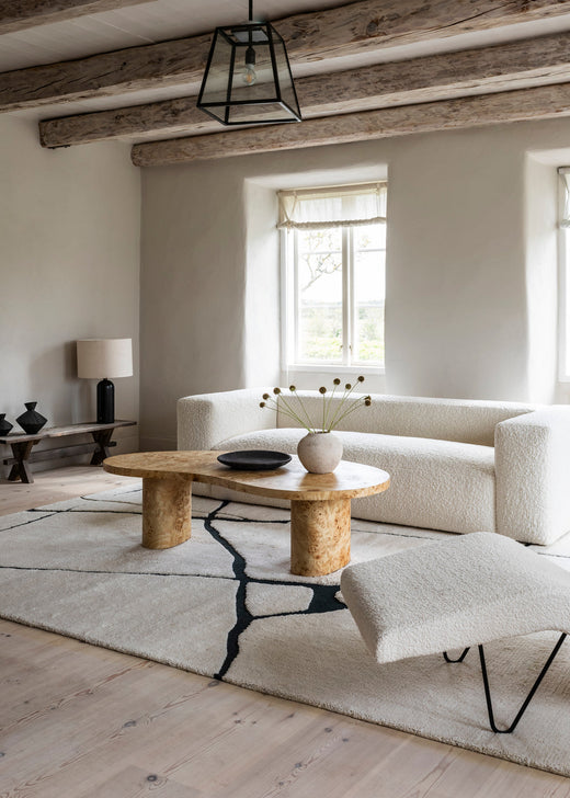 Vloerkleed Layered Gute Wool Rug Black And White