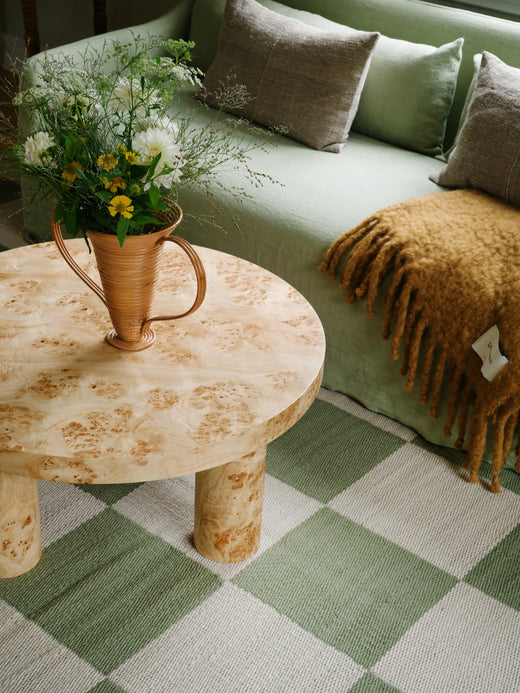 Vloerkleed Layered Chess Wool Rug Sage