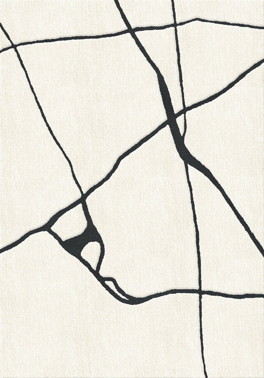 Vloerkleed Layered Gute Wool Rug Black And White