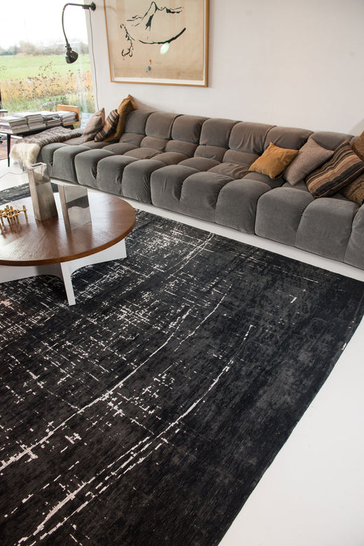 Laagpolig vloerkleed Louis de Poortere 8655 Mad Men White on Black