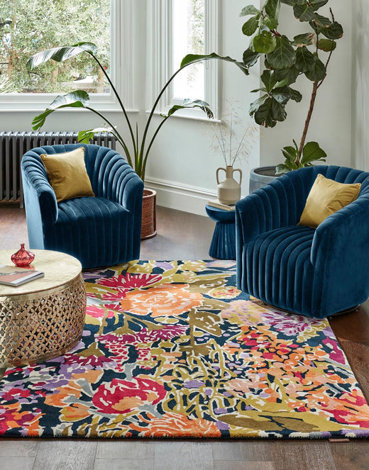 Vloerkleed Harlequin Aubergine Palm Apricot Indigo 143205