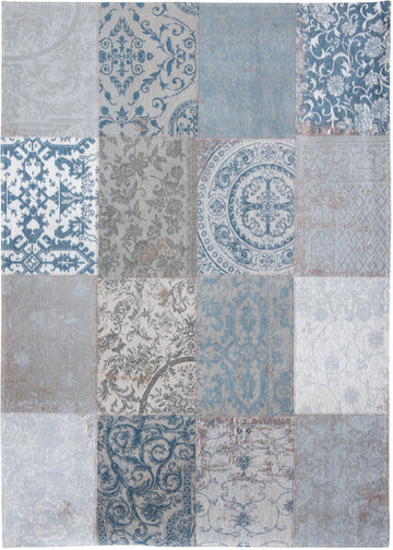 Laagpolig vloerkleed Louis de Poortere 8981 Vintage Patchwork Bruges Blue