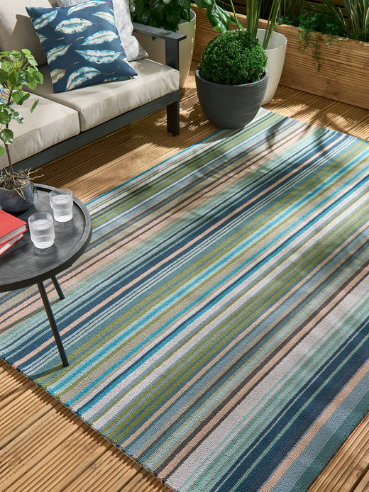 Harlequin Spectro Stripes-Emerald/Marine/Rust outdoor 442108