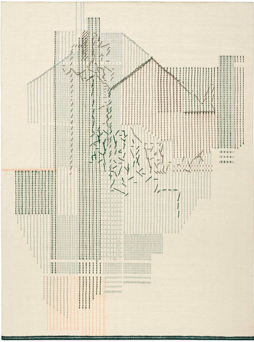 Vloerkleed GAN Backstitch Composition Green