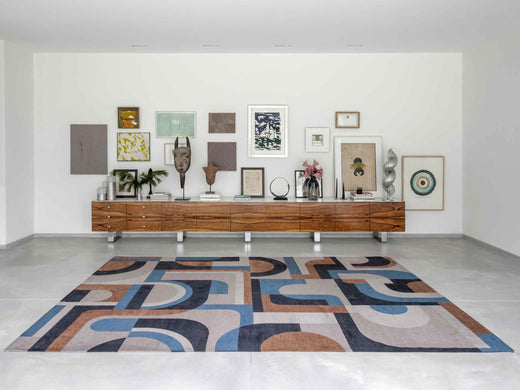 Vloerkleed Louis de Poortere Module Nuance Camel Blue 9196