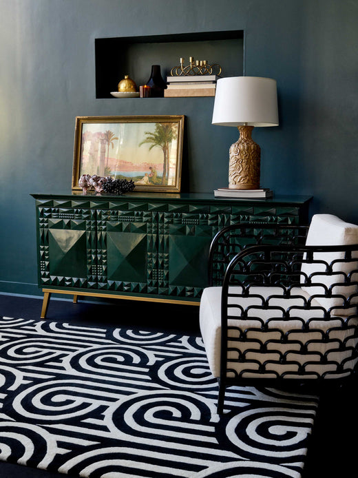 Laagpolig vloerkleed Florence Broadhurst Turnabouts Black 39205