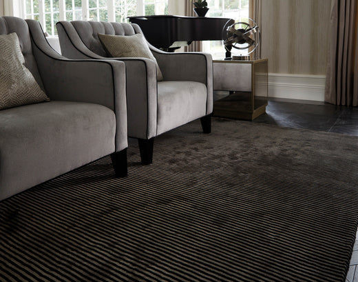 Laagpolig vloerkleed Katherine Carnaby Chrome Stripe Nero