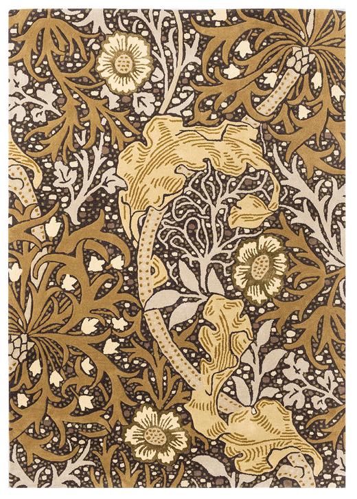 Vloerkleed Morris & Co Seaweed Charcoal Mustard 127006