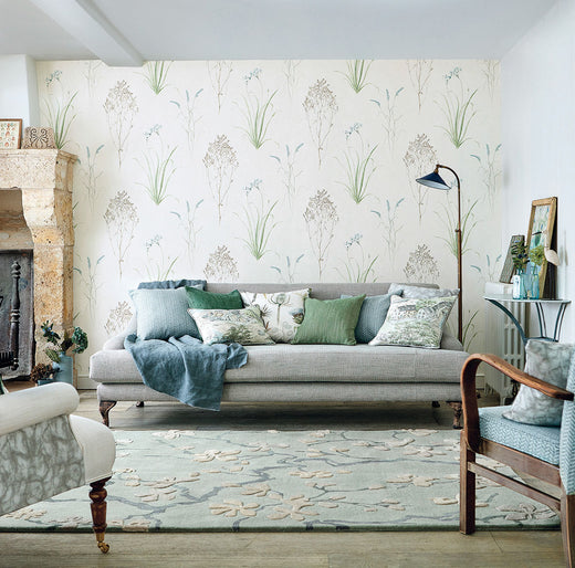 Laagpolig vloerkleed Sanderson Anthea China Blue 47107