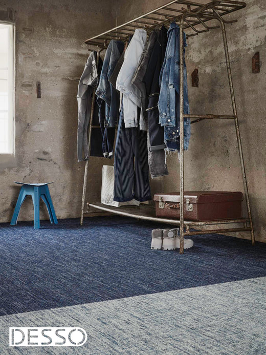 Laagpolig vloerkleed Desso Denim 242.133 Stonewash Dark (GEFESTONNEERD)