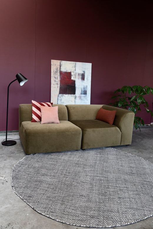 Rond vloerkleed Matta Scandi Black White