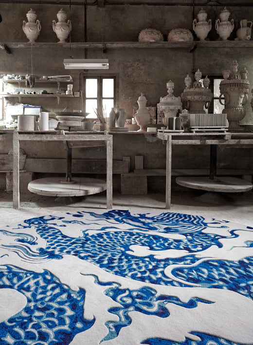 Vloerkleed GAN Blue China White
