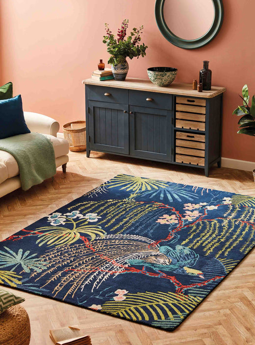 Laagpolig vloerkleed Sanderson Rain Forest Tropical Night 50708