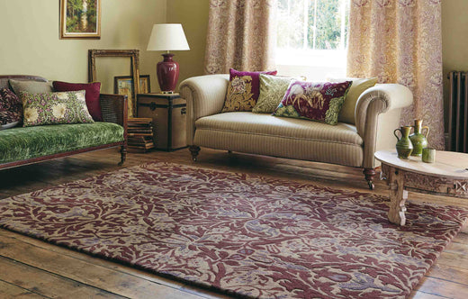 Laagpolig vloerkleed Morris & Co Autumn Flowers Plum 27500