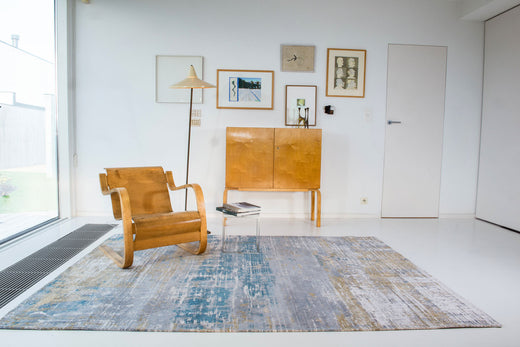 Laagpolig vloerkleed Louis de Poortere 8718 Atlantic Long Island Blue