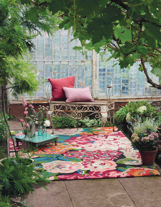 Laagpolig vloerkleed Sanderson Rose & Peony Cerise 45005