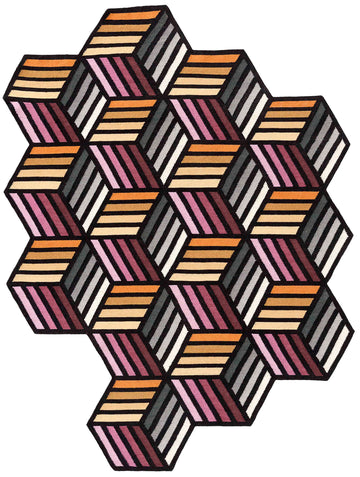 Vloerkleed GAN Parquet Hexagon Orange