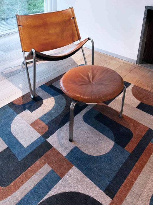 Vloerkleed Louis de Poortere Module Nuance Camel Blue 9196