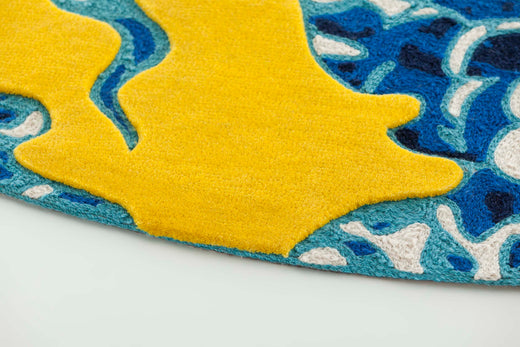 Vloerkleed GAN Blue China Yellow