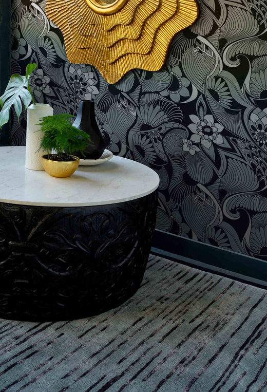 Laagpolig vloerkleed Florence Broadhurst Slub Charcoal 39405