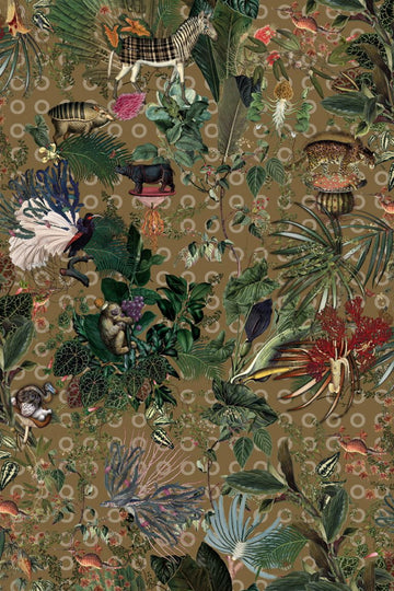 Laagpolig vloerkleed Moooi Carpets Menegerie of Extinct Animals Curry