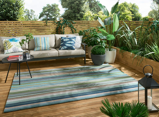 Harlequin Spectro Stripes-Emerald/Marine/Rust outdoor 442108