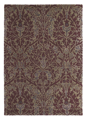 Laagpolig vloerkleed Morris & Co Autumn Flowers Plum 27500