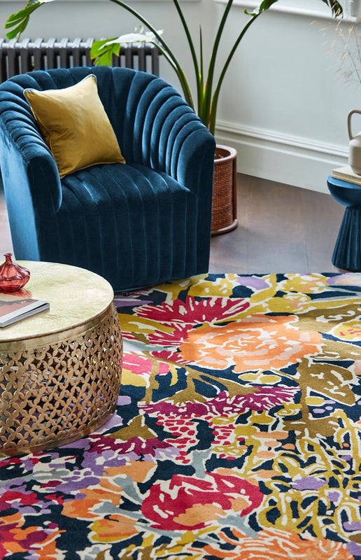 Vloerkleed Harlequin Aubergine Palm Apricot Indigo 143205