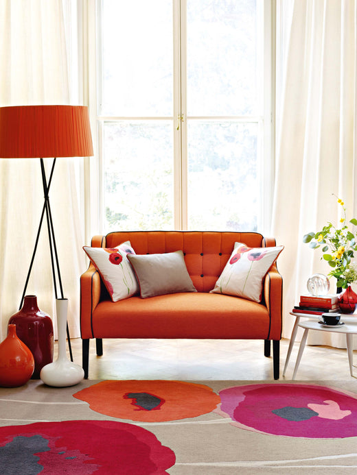 Laagpolig vloerkleed Sanderson Poppies Red Orange 45700